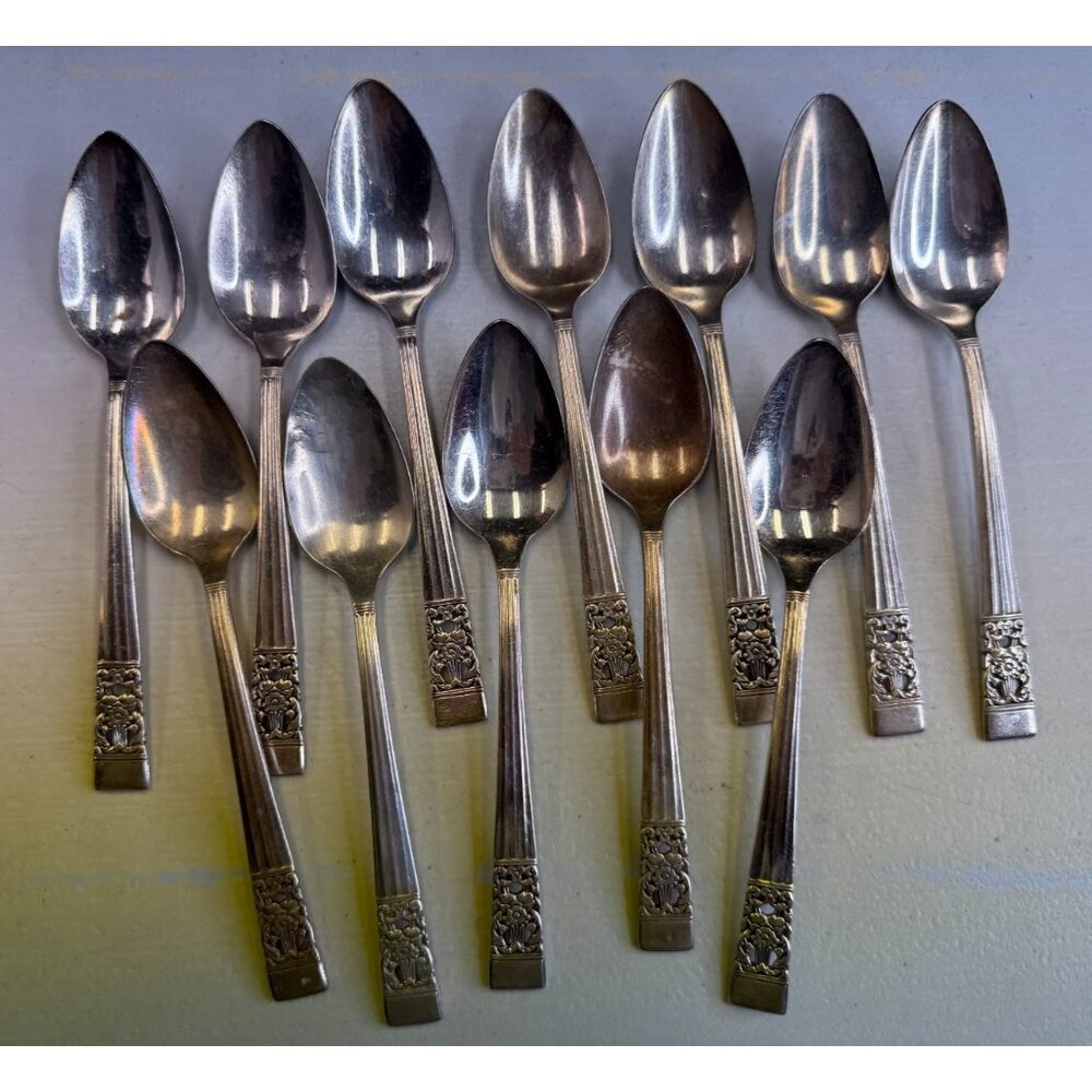12 TEASPOONS Oneida Community CORONATION Silver Plate 1936